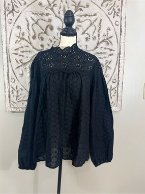 Time and Tru Black Eyelet Blouse